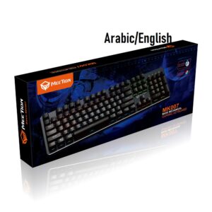 MeeTion MK007 Mechanical Gaming RGB Keyboard, Blue Switch - Arabic English
