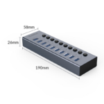 Orico BT2U3 10-Port USB3.0 Hub with Individual Switches Powered - Image 4