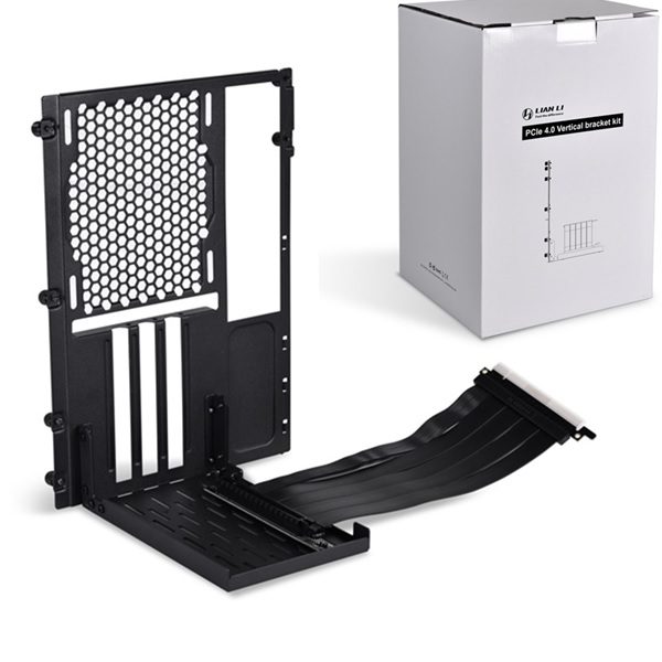 O11DMINI-1X-4 LIAN LI O11D Mini PCIe 4.0 Riser Cable Vertical GPU Bracket Kit - Black - Image 1