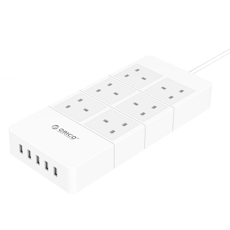 ORICO 6A5U 6 AC Outlet Surge Protector Power Extension Strip with 5 USB Charger Ports