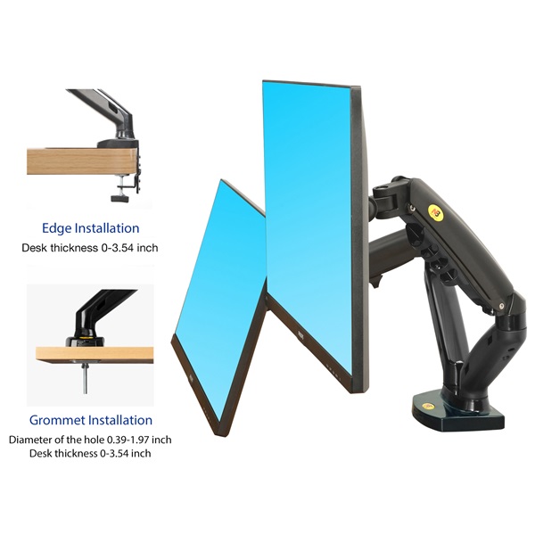NB F160 Dual Monitor 10" - 27" Arm Desk Mount Table Stand Full Motion 2-9 KG - Flat Monitors - Image 3