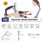 NB F80 Single Monitor 17″ - 30″ Arm Desk Mount Table Stand Full Motion Flat, 2-9 KG - Image 5