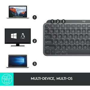 Logitech MX Keys Mini Minimalist Wireless Illuminated Keyboard, Graphite – Arabic/English - Image 3
