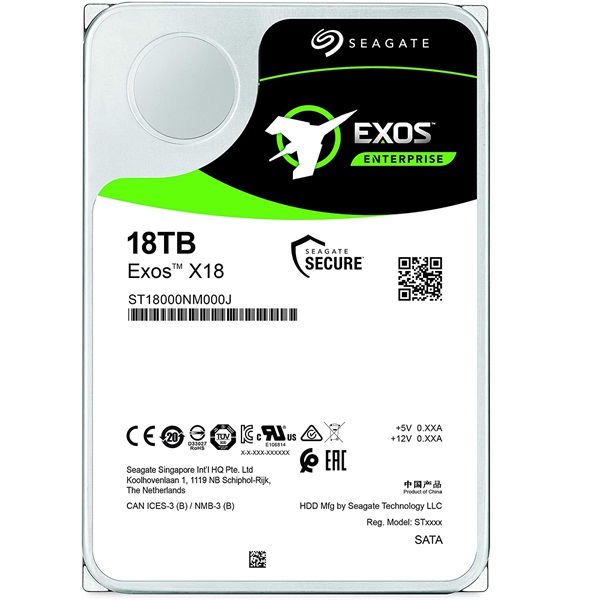 Seagate 18TB EXOS X18 Enterprise SATA 3.5-Inch HDD Hard Drive, 7200rpm