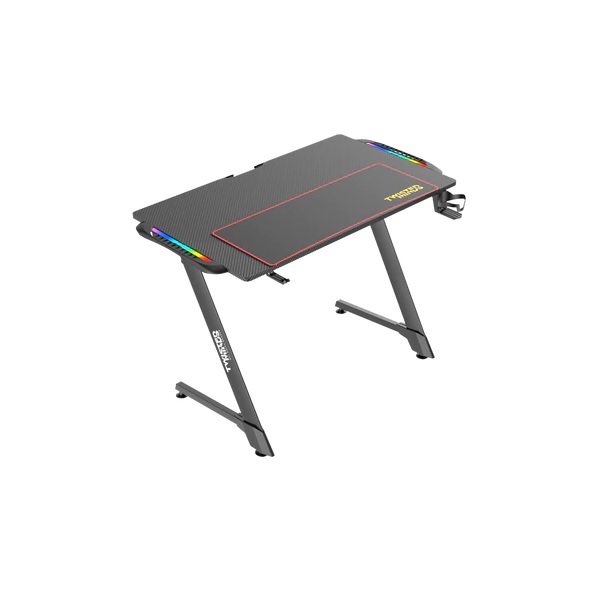 Twisted Minds Gaming Desk Table Z Shaped Carbon Fiber Texture RGB Light, 100cm