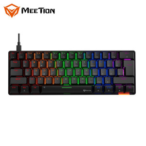 MeeTion MK005 Wired 60% Mini Gaming Mechanical Keyboard English-Arabic, Blue Switch (Black) - Image 2