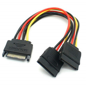 SATA 15-Pin Power Male to Dual Female Y-Splitter Adapter Connector Cable