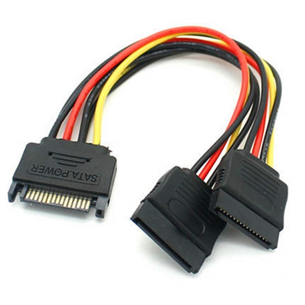 SATA 15-Pin Power Male to Dual Female Y-Splitter Adapter Connector Cable