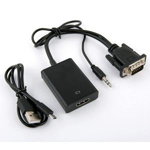 VGA to HDMI Converter Adapter with 3.5mm Audio USB Powered
