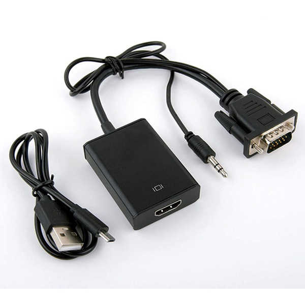 VGA to HDMI Converter Adapter with 3.5mm Audio USB Powered