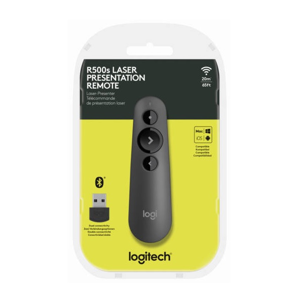 Logitech R500s Laser Presenter Wireless Bluetooth, 20m - Windows, macOS, iOS, Android