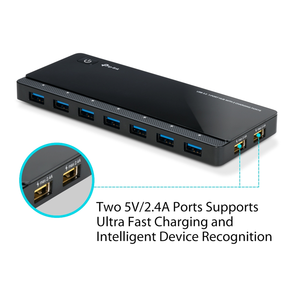 TP-Link UH720 USB 3.0 7-Port Hub with 2 Charging Ports - Image 2
