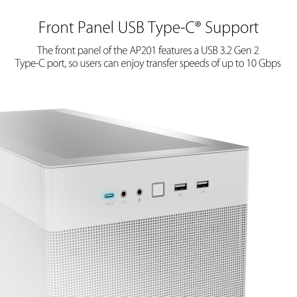ASUS Prime AP201 Mesh Micro ATX Case - White - Image 4