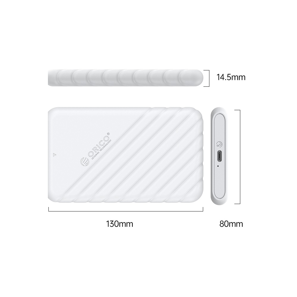 Orico 25PW1 2.5 inch HDD USB-C Enclosure Case - White - Image 2