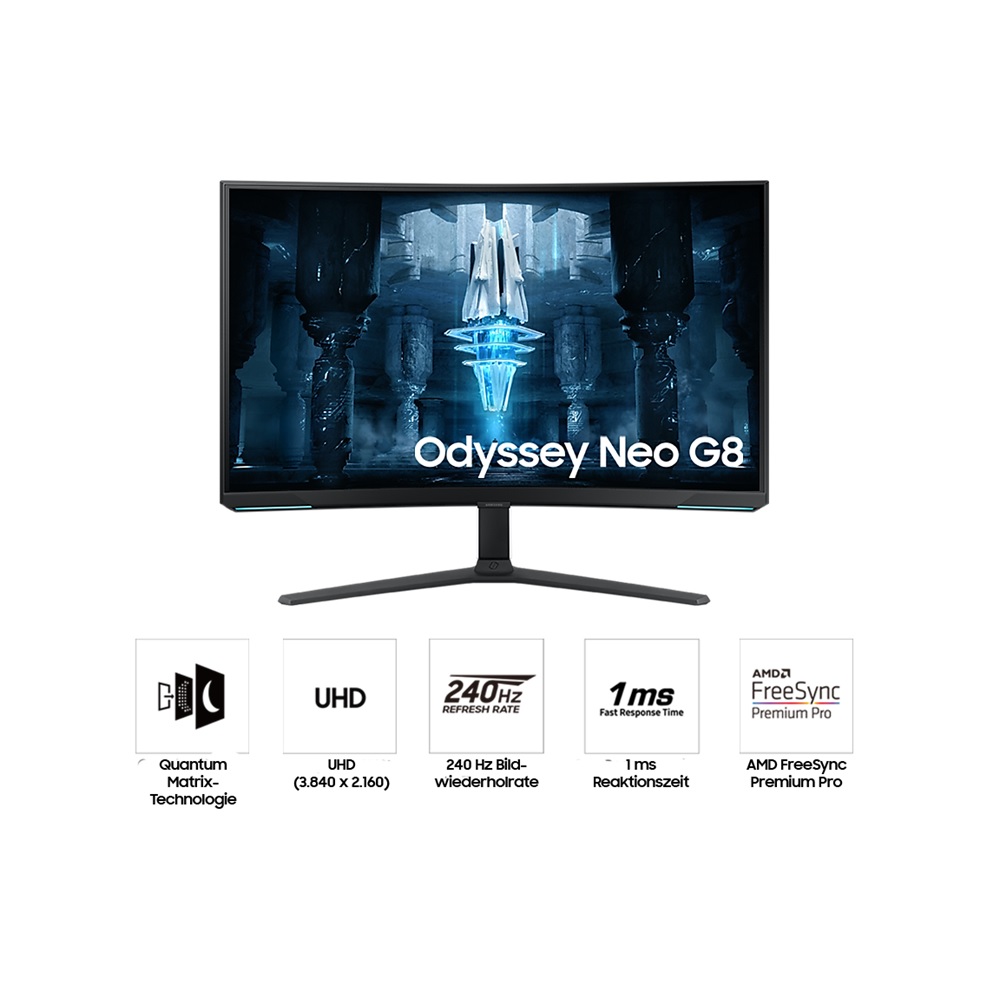 SAMSUNG 32" Odyssey Neo G8 BG850 Curved 4K 240Hz 1ms Gaming Monitor VA Mini-LED HDR2000 HDMI 2.1 Rotatable, 32G8 - Image 3
