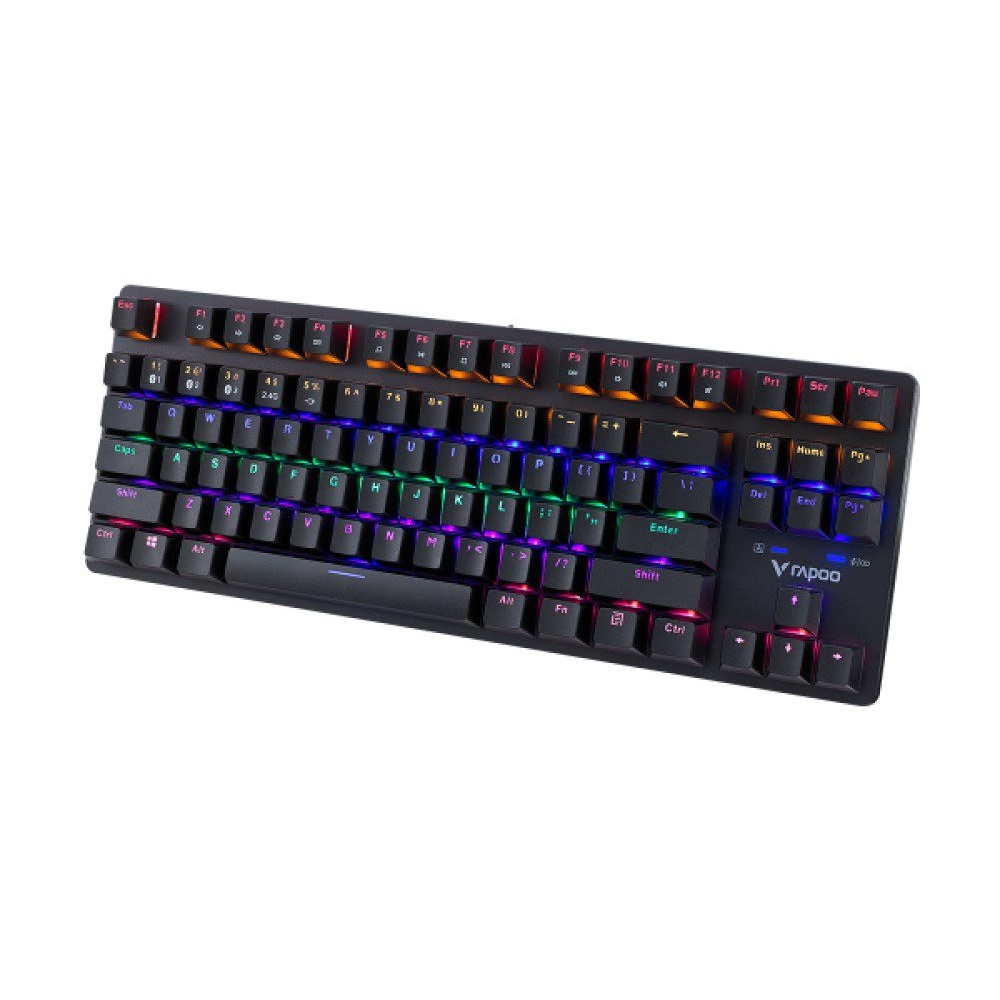 Rapoo V500Pro-87 Bluetooth Wireless – Black Multi-mode Mechanical RGB Gaming TKL Keyboard (Blue Switch) – Eng - Image 3