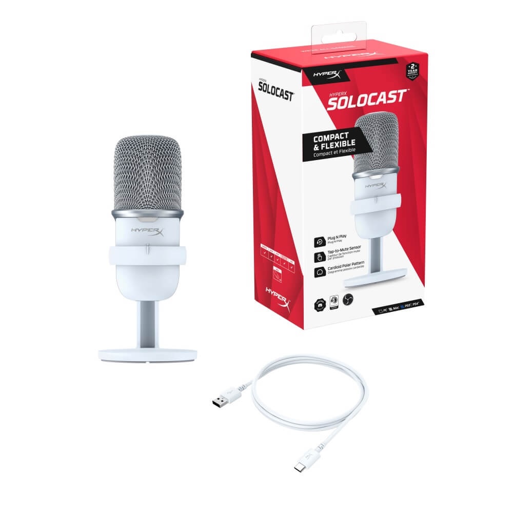 HyperX SoloCast USB Gaming Microphone (White) PC, PS5, PS4, and Mac - Image 7
