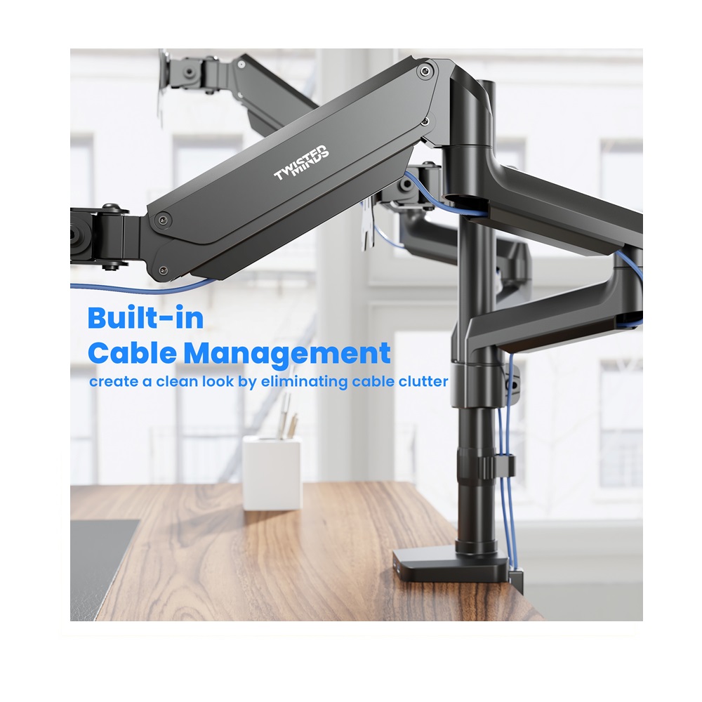 Twisted Minds C018UP Triple Monitor 17" - 27" Arm Premium Aluminum Gas Spring - Flat & Curved - Image 12
