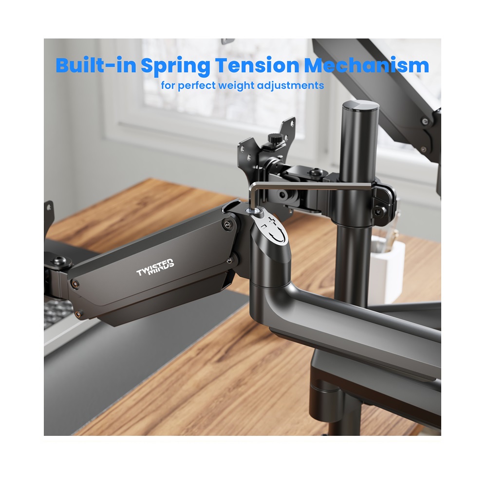 Twisted Minds C018UP Triple Monitor 17" - 27" Arm Premium Aluminum Gas Spring - Flat & Curved - Image 10