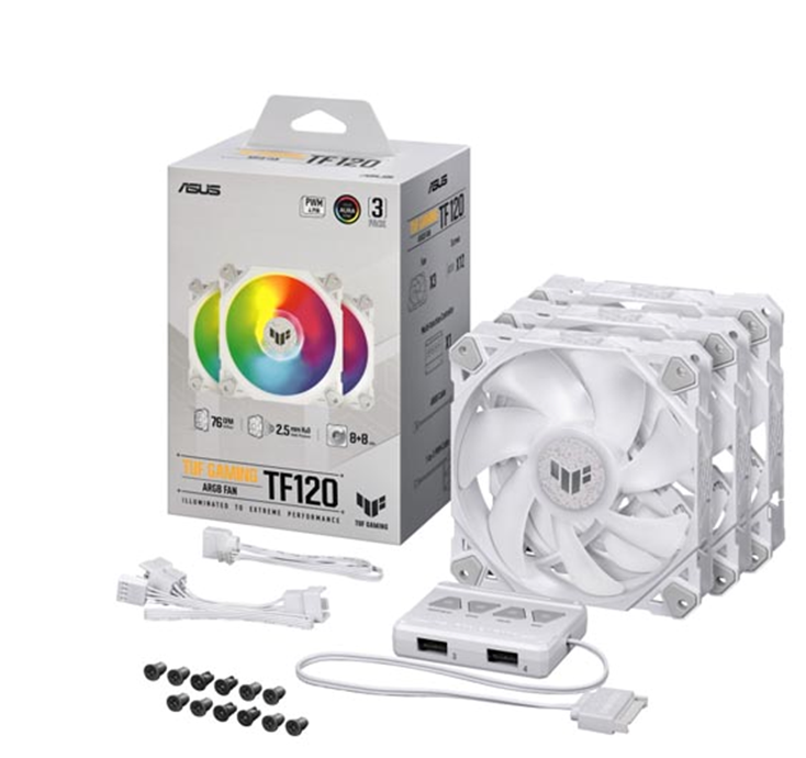 ASUS TF120 TUF Gaming ARGB Case Fan - 3-Pack (WHITE ) - Image 2