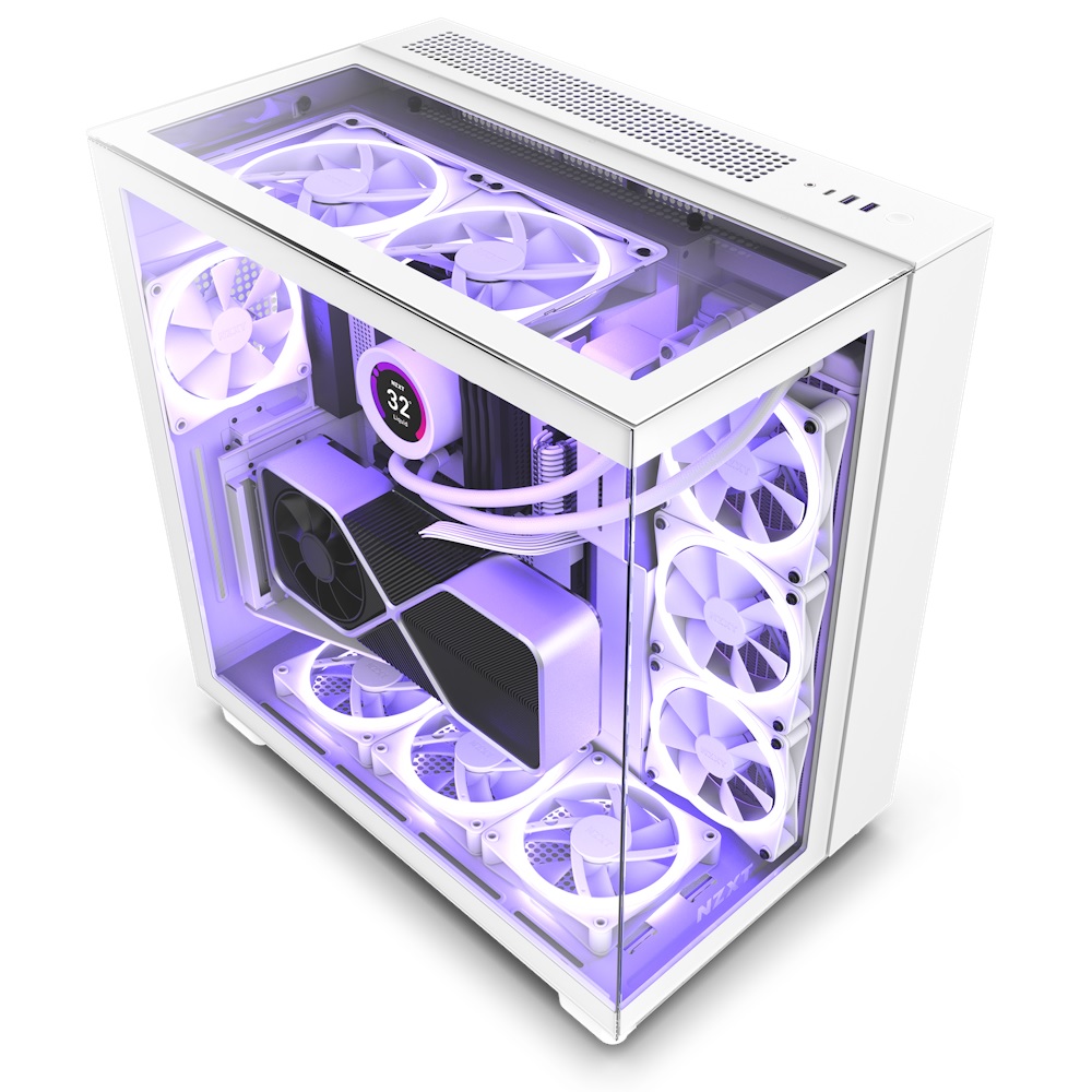 NZXT H9 Elite Premium Dual-Chamber Mid-Tower Airflow Case, 3x RGB Fans (White) - Image 5