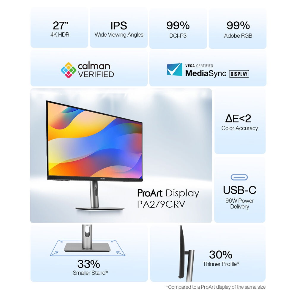 ASUS 27" ProArt Display PA279CRV Professional Monitor IPS 4K, Adobe RGB, USB-C PD 96W, sRGB, HDR400 - Image 9