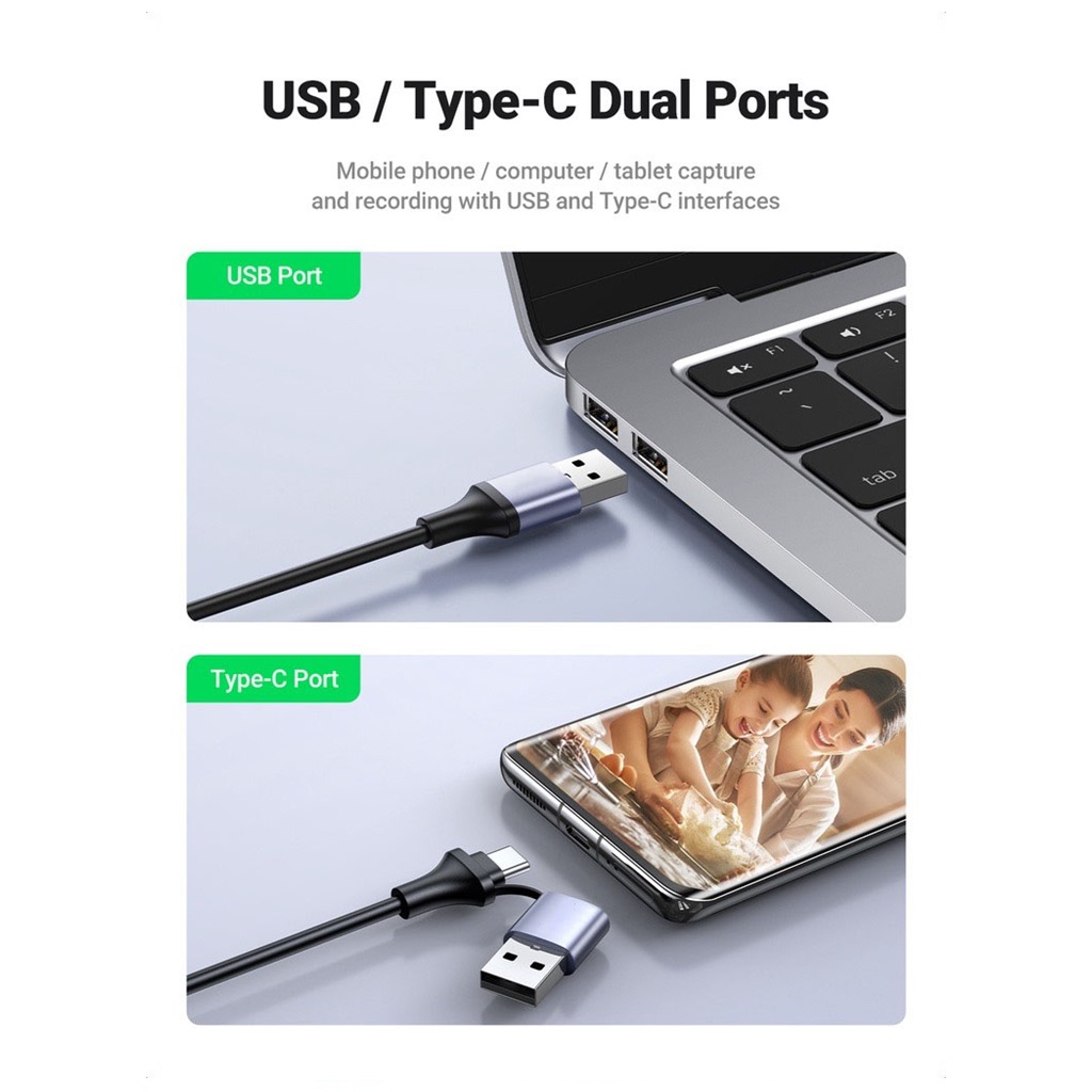 Jasoz G158 Video Capture Card USB-A/USB-C to HDMI Dual Port FHD Video Grabber Adapter - Image 3