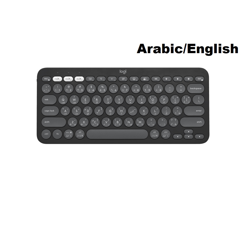 Logitech K380s Pebble Keys 2 Slim Bluetooth Keyboard - Graphite, Arabic/English