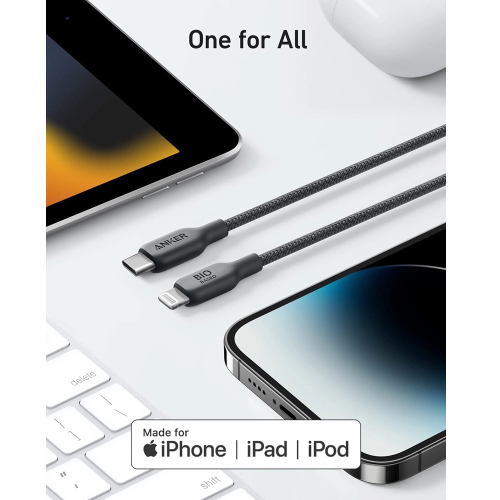 Anker 542 USB-C to Lightning Cable - Bio-Nylon - 6ft/1.8m -Black -A80B6H11 - Image 7