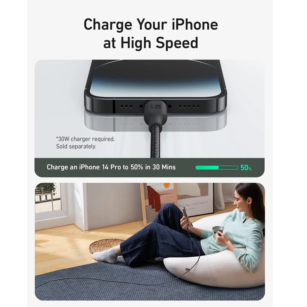 Anker 542 USB-C to Lightning Cable - Bio-Nylon - 6ft/1.8m -Black -A80B6H11 - Image 6