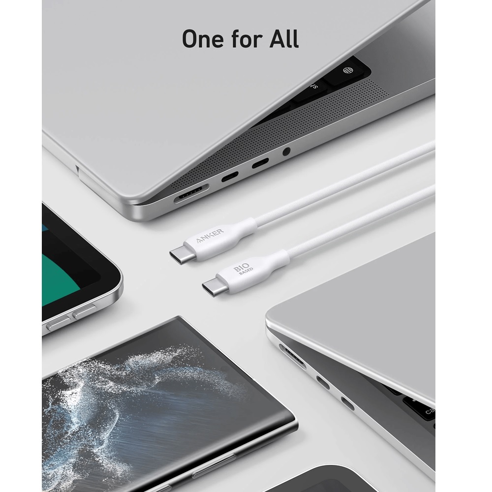 Anker 544 USB-C to USB-C Cable 140W -Bio-Based -6ft -White -A80F2H21 - Image 4