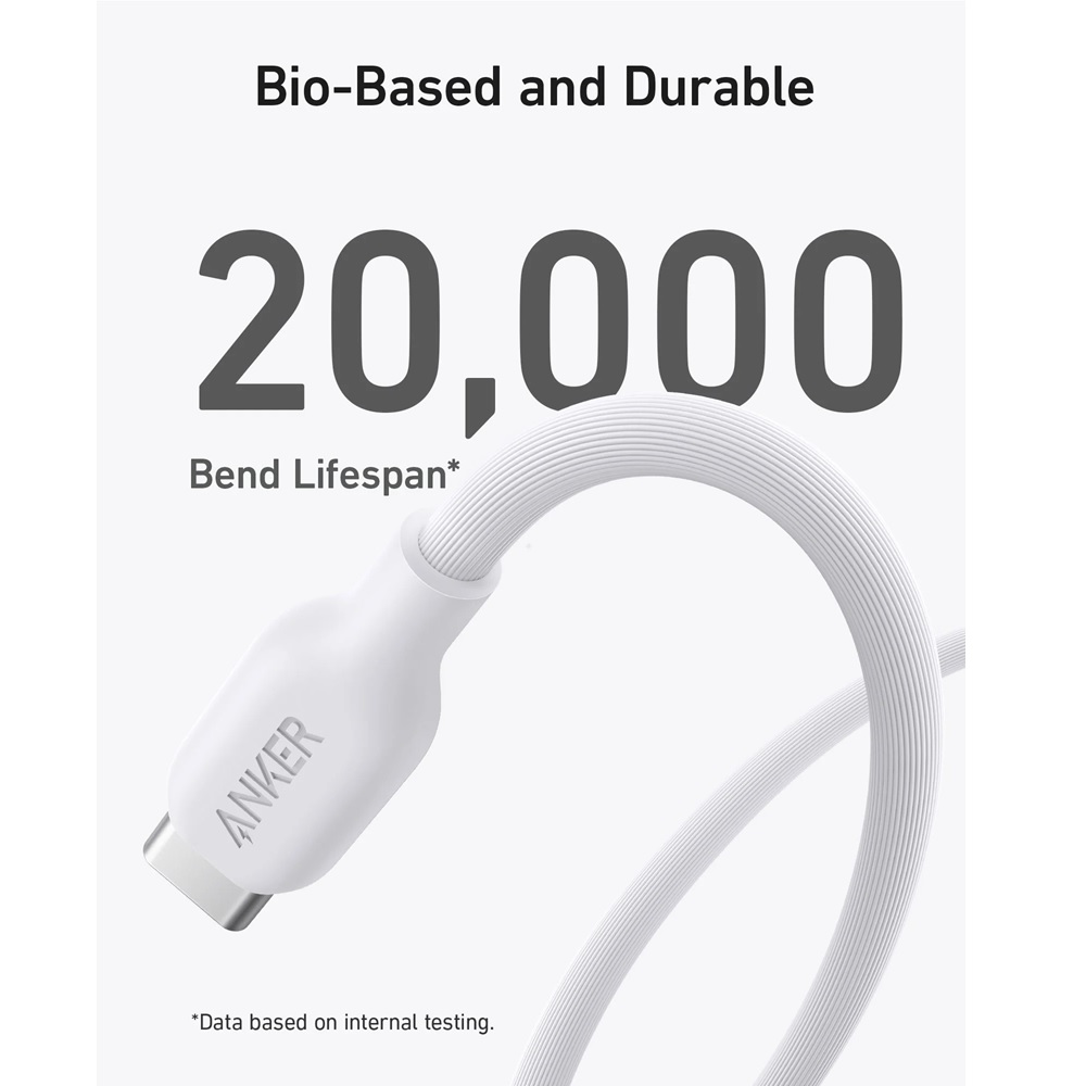 Anker 544 USB-C to USB-C Cable 140W -Bio-Based -6ft -White -A80F2H21 - Image 3