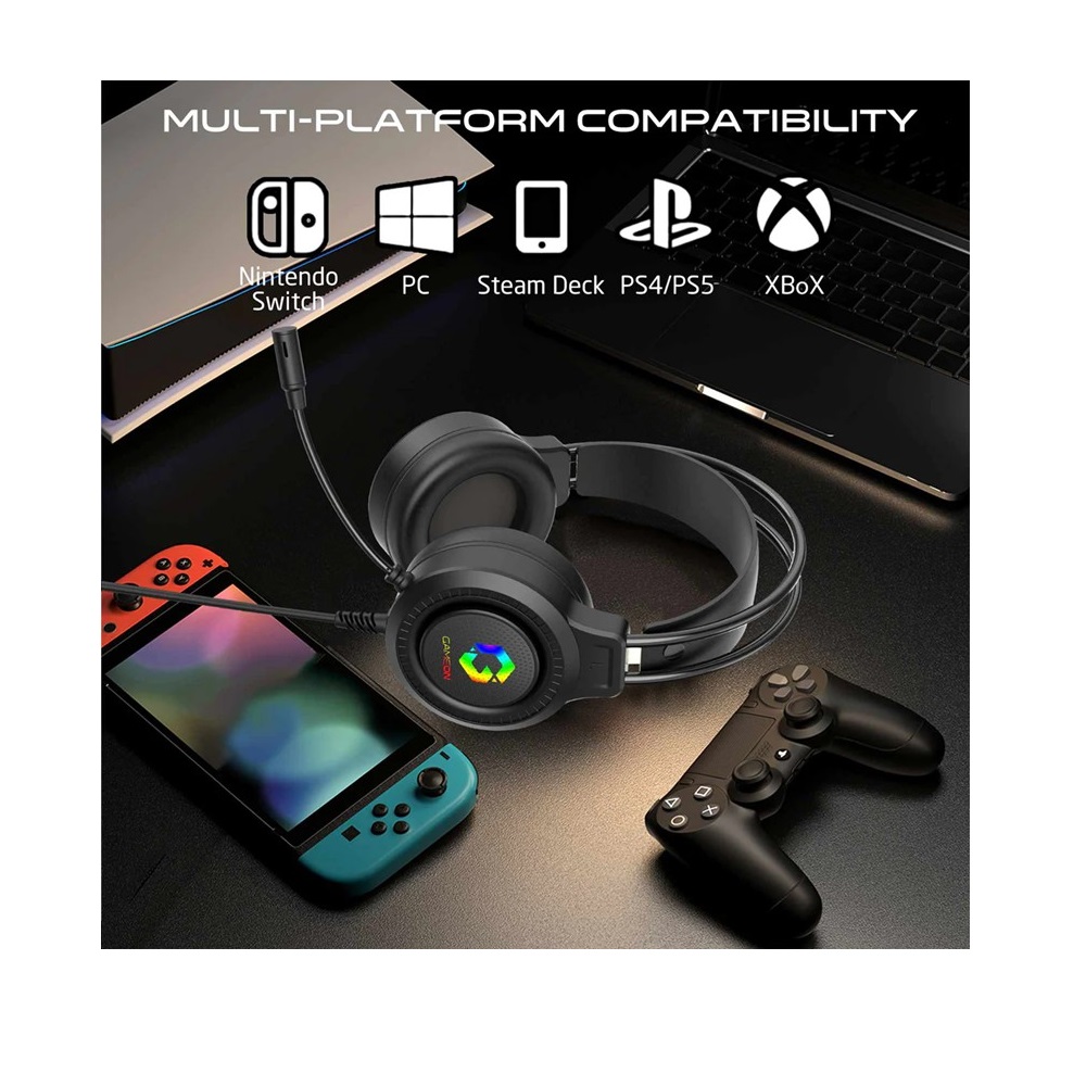 GameOn GOT101 Shadowfire RGB Gaming Headset - Black - Image 6