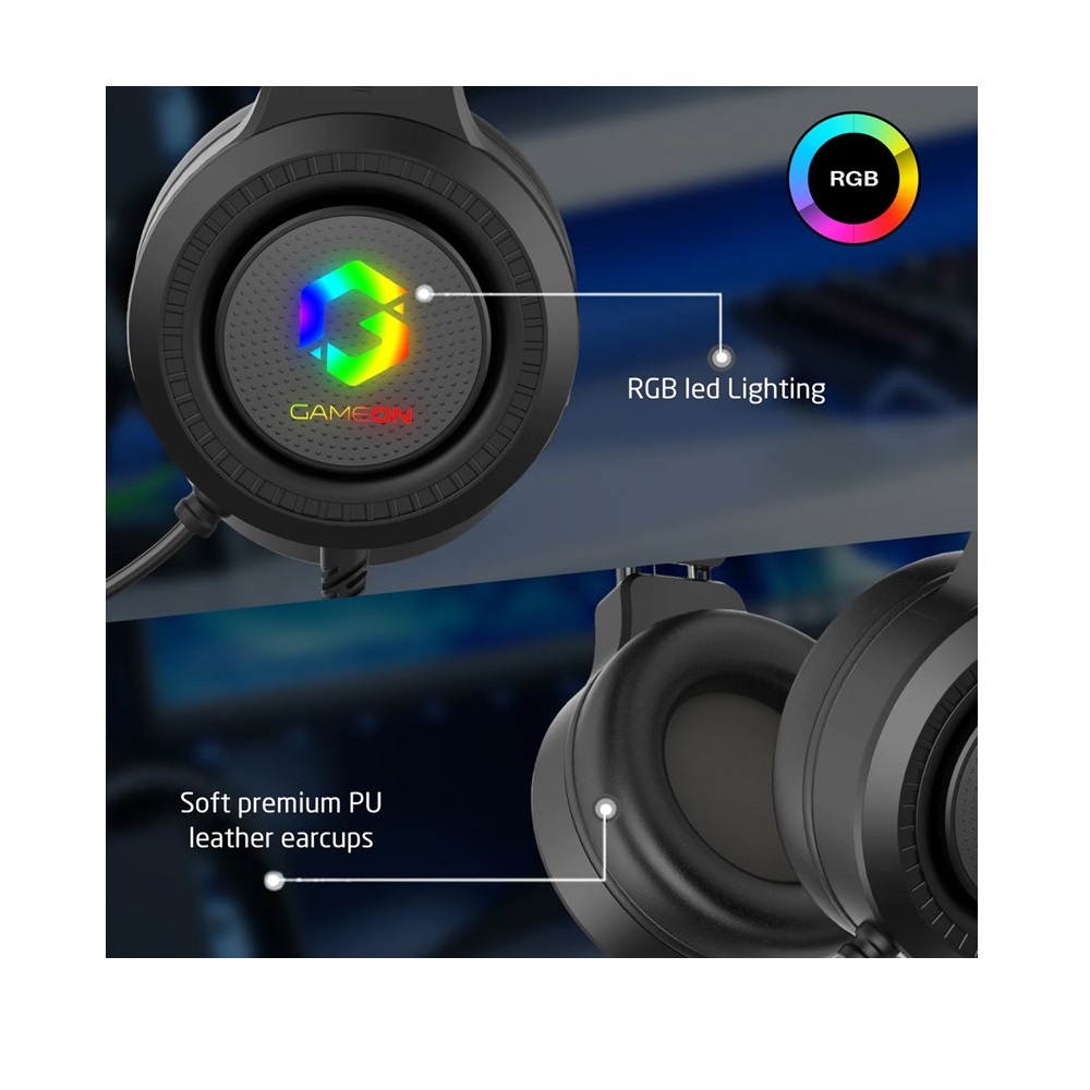 GameOn GOT101 Shadowfire RGB Gaming Headset - Black - Image 7