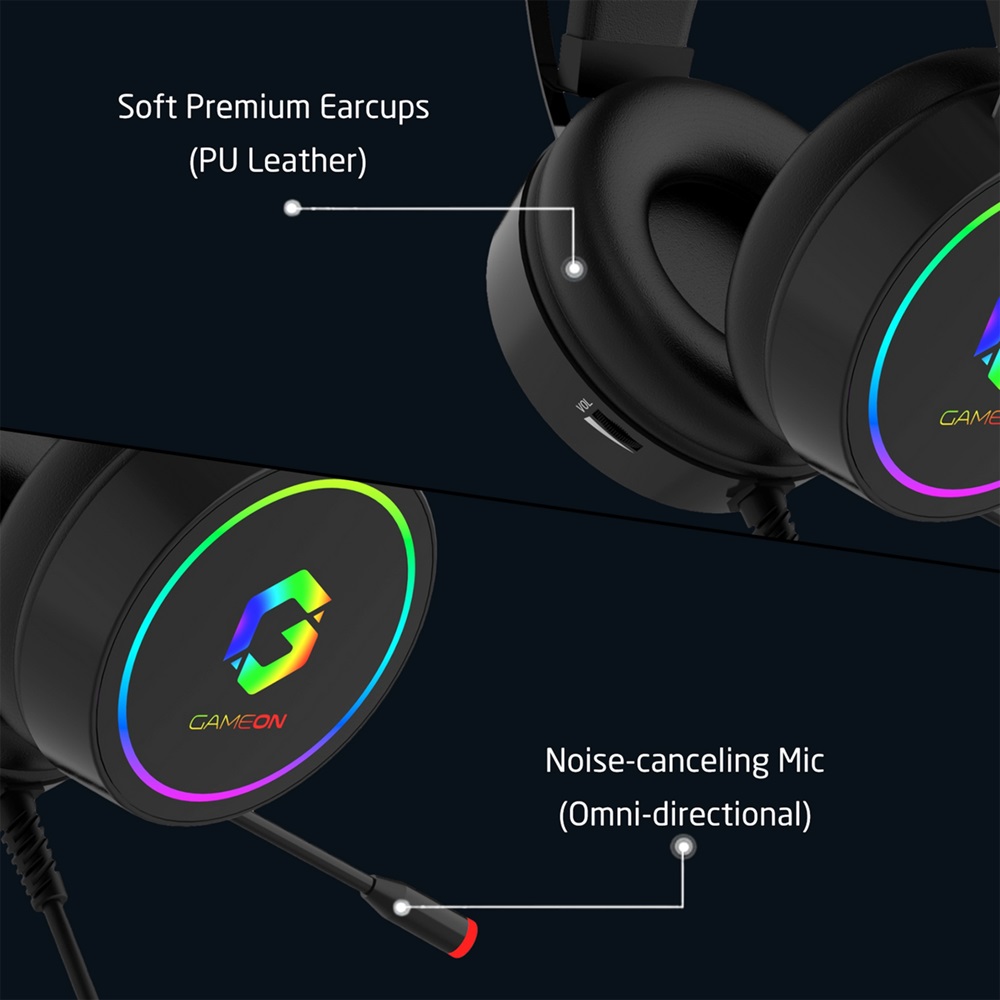 GameOn GOT200A Thunderstrike RGB Gaming Headset - Black - Image 6