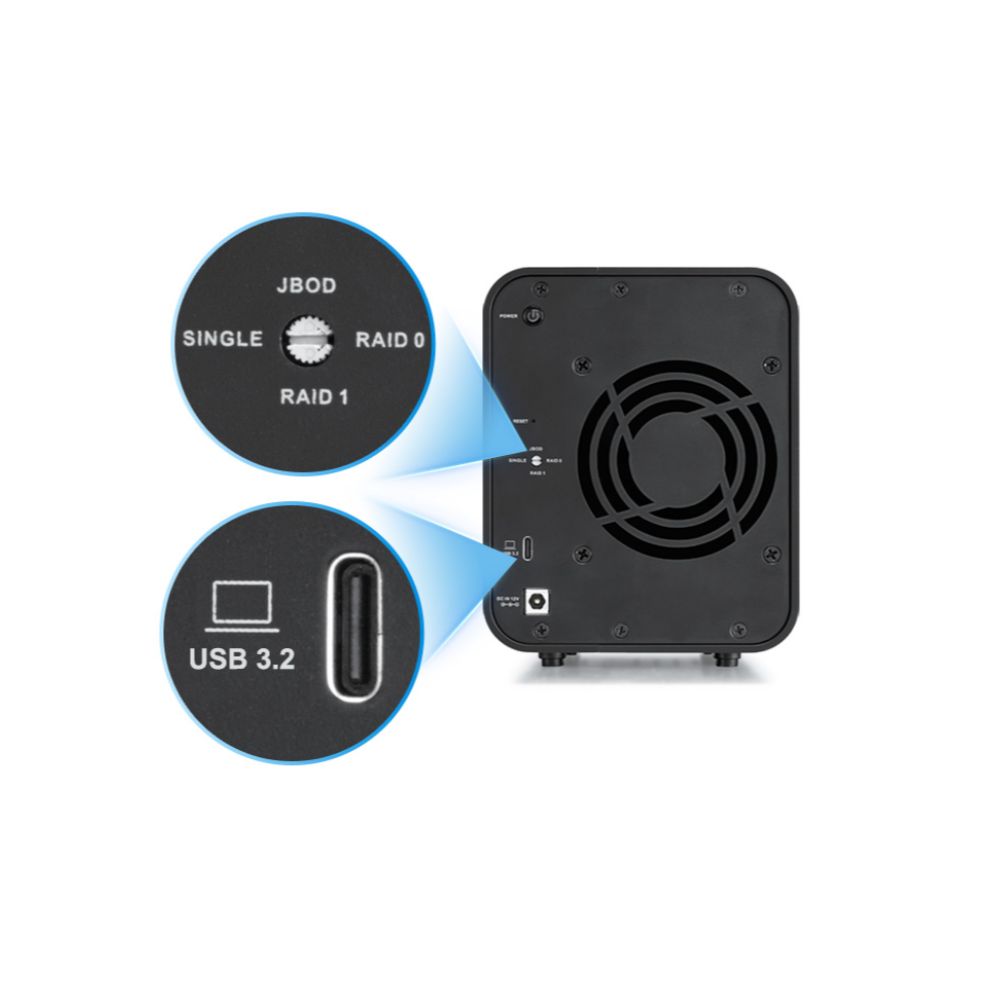 TerraMaster D5 Hybrid 5-Bay USB-C 3.2 Gen2 M.2 NVME with 3.5"/2.5" SATA HDD SSD Disk Enclosure Case - Image 4