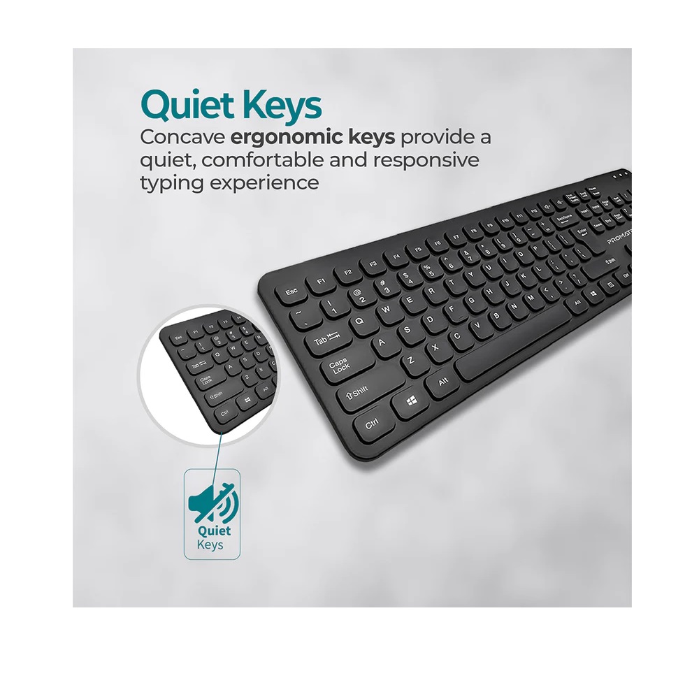 Promate EasyKey-4 Ultra-Slim Quiet Key Wired Keyboard - USB (Arabic/English) - Image 4