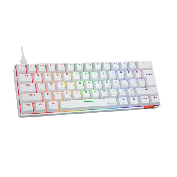 MeeTion MK005 Wired 60% Mini Gaming Mechanical Keyboard English-Arabic, Blue Switch (White) - Image 2