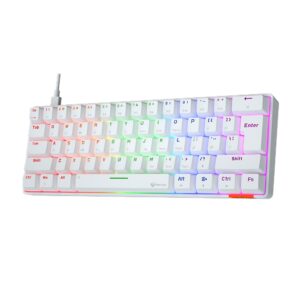 MeeTion MK005 Wired 60% Mini Gaming Mechanical Keyboard English-Arabic, Blue Switch (White) - Image 4