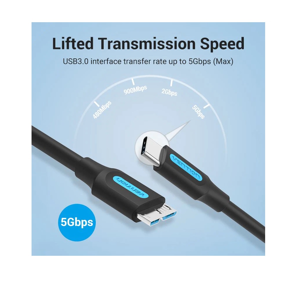 Vention USB-C Male to USB Micro-B Male Cable (M/M), 0.5m - Image 3