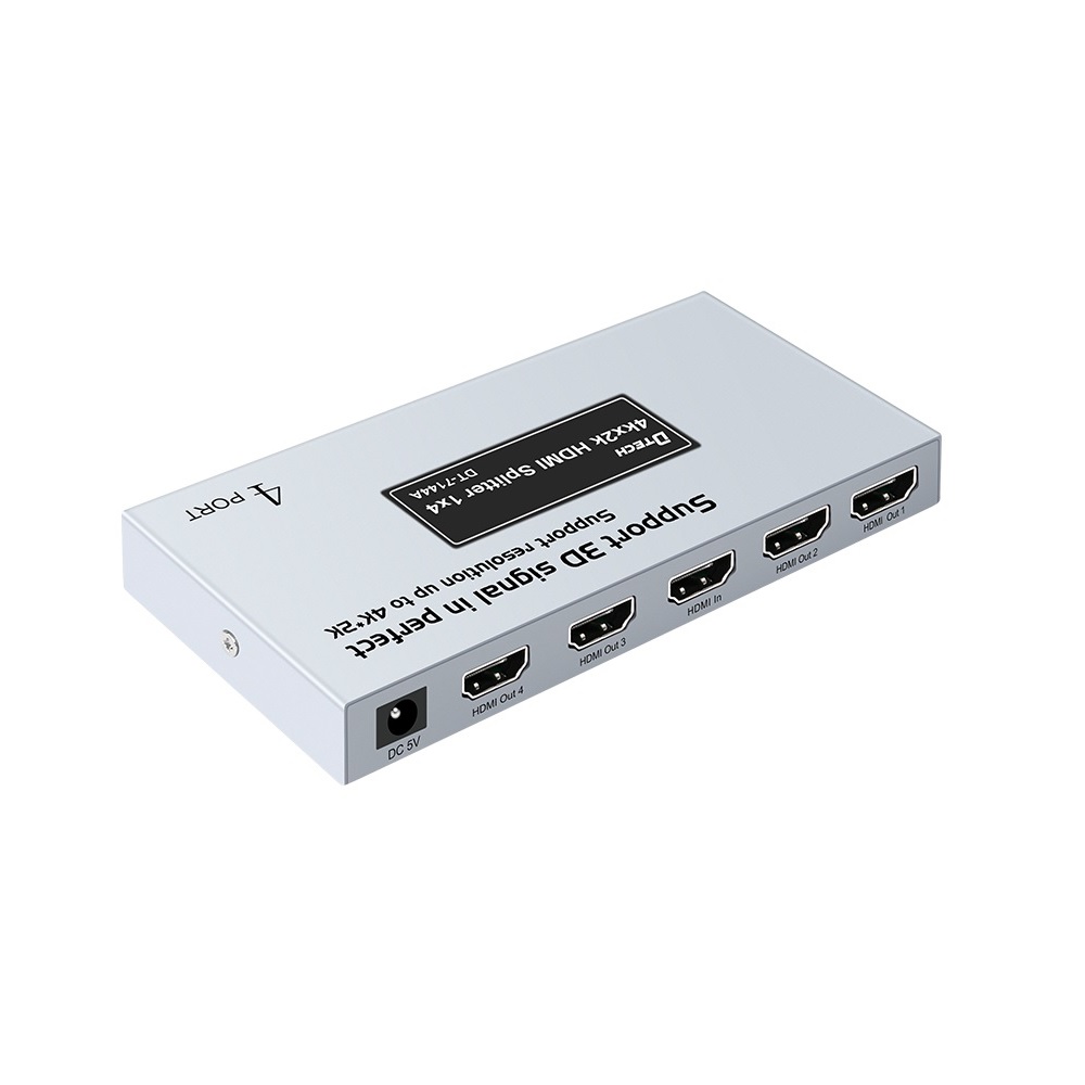 DTECH 7144A HDMI Splitter 4 Port, 1 in 4 Out 4K Quad Monitor Display (1x4)