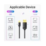 Vention Mini DisplayPort to DisplayPort Cable 4K 60Hz MiniDP Male to DP Male, 2m - Image 4