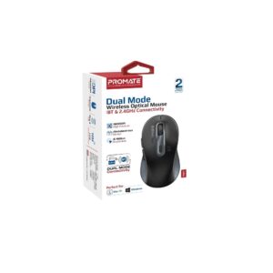 Promate Ken - Black Dual Mode Wireless Bluetooth Optical Mouse with BT & RF Connectivity