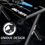 GameOn Call Of Duty (COD) Hawksbill Series,  Black/Blue, RGB Flowing Light Gaming Desk With Mouse pad, Headphone Hook & Cup Holder - Image 6