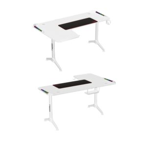Twisted Minds TMYLWRGB WARRIOR L Shaped Gaming Desk RGB, Left, White, 160cm