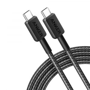 Anker 322 USB-C to USB-C Cable 60W Braided (0.9m/3ft) - Black, A81F5H11