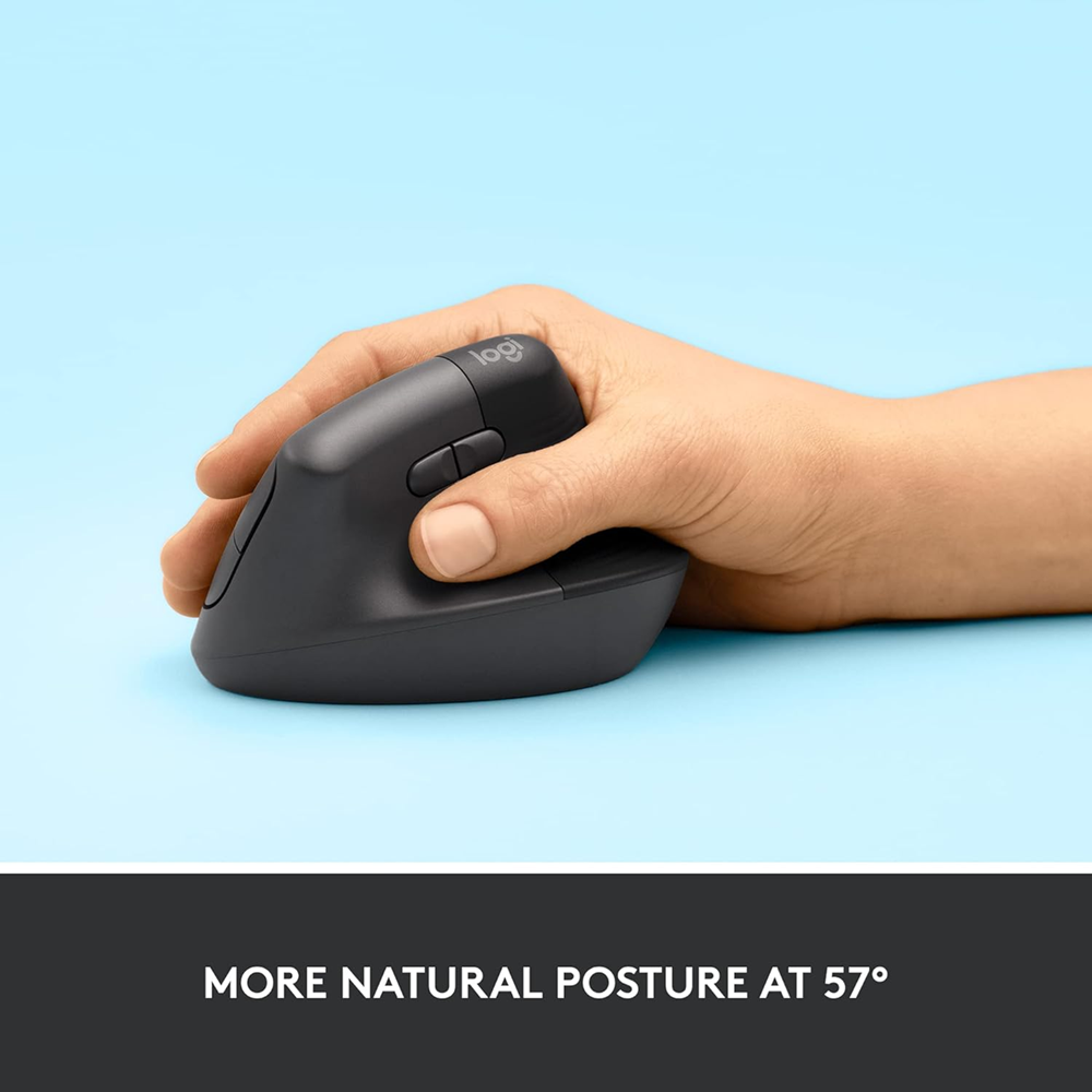 Logitech Lift Vertical Ergonomic Mouse, Wireless, Bluetooth - Graphite - Image 2