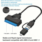 2 in 1 - USB 3.0 to SATA + Type-C to SATA Hard Drive Adapter for 2.5 inch HDD/SSD - Image 5