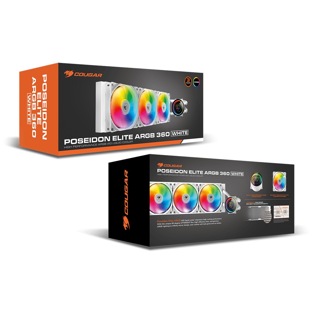 Cougar Poseidon Elite ARGB 360 High Performance AIO Liquid Cooler, White