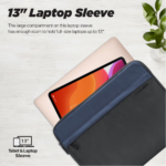 Promate - Lightweight 13" Tablet Sleeve with Front Storage Zipper - Black - Image 2